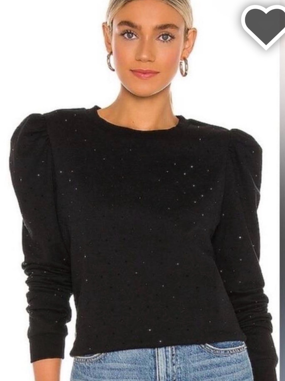 Generation Love Black Puff-Sleeve Sparkle Sweatshirt